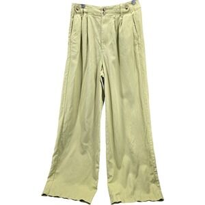 Madewell Womens Pants Green Size 2 The Harlow Wide-Leg Lyocell Cotton Linen